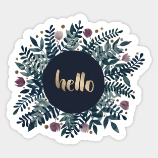 Hello flowers and branches - grey green and garnet Sticker